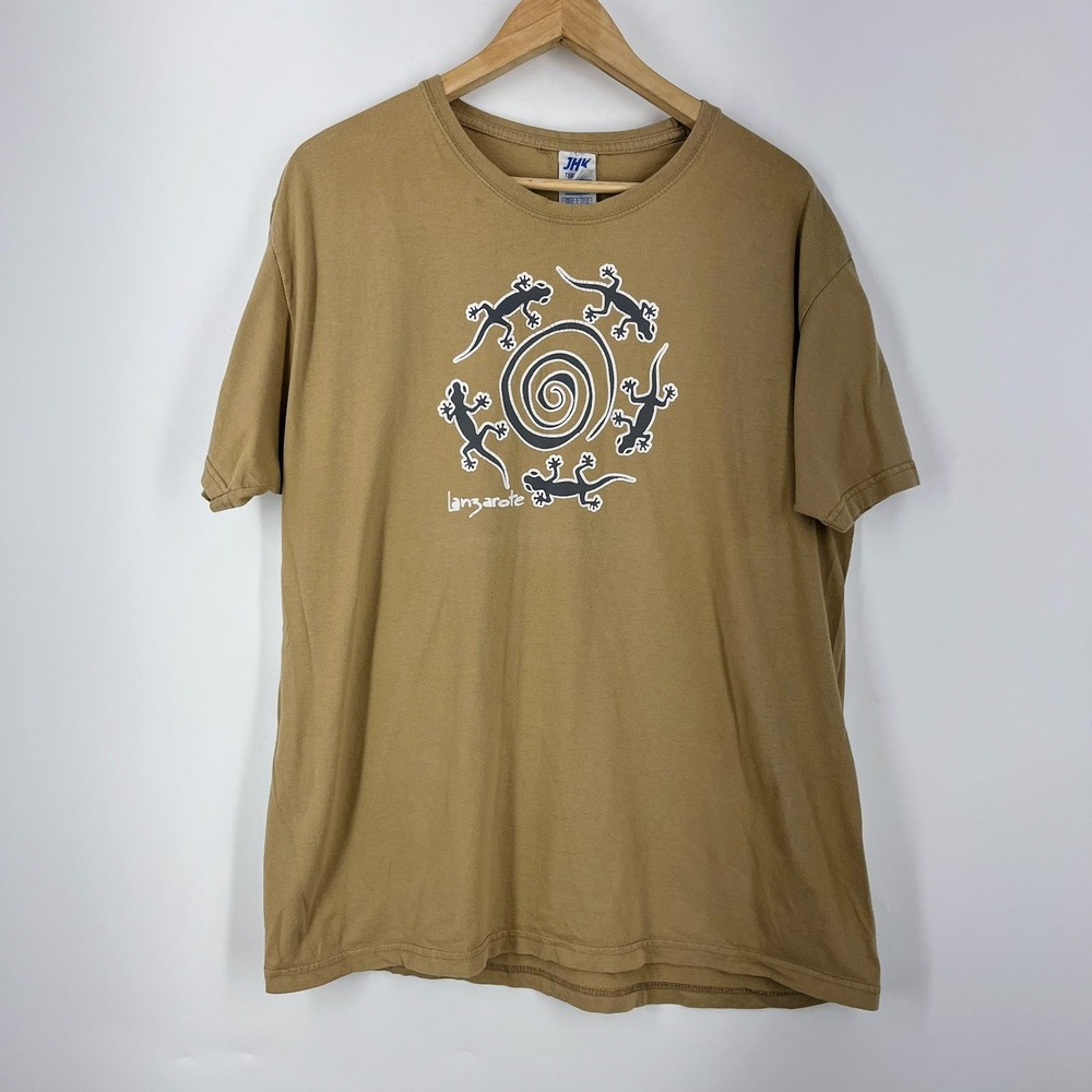 JHK Lanzarote Vintage Gecko Spiral Graphic T-Shirt Mens‎ XL Short Sleeve Tee